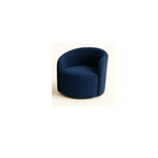 Conjunto Sala de Estar Gaia 1 Poltrona Sofá Curvo Orgânico Suede Azul Marinho MD Montanaris Decor