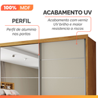 Guarda-Roupa Casal 2 Portas de Correr com Espelho 4 Gavetas Flex 100% MDF Europa Áustria