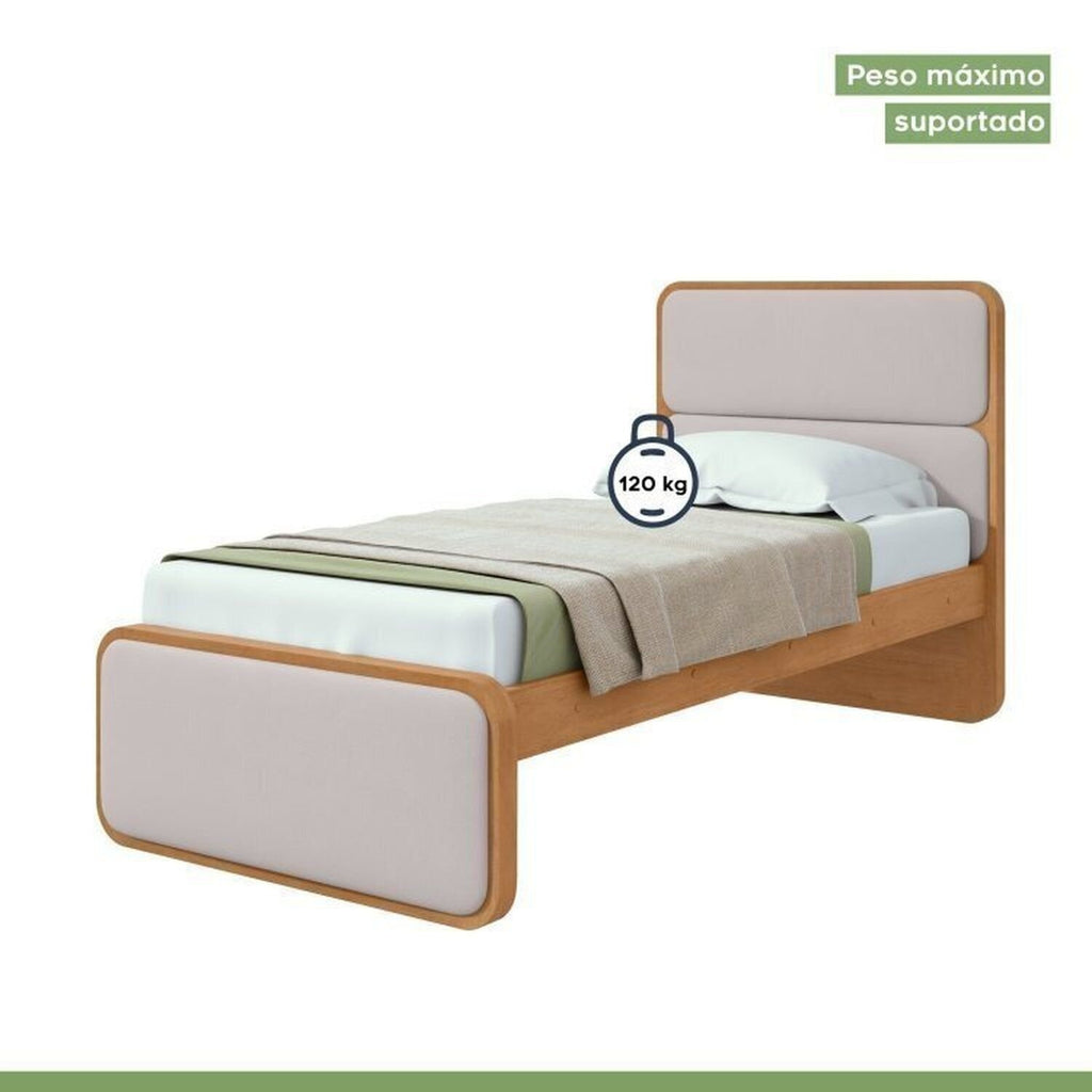 Kit 2 Camas de Solteiro Infantil com Cabeceira Estofada Corino Loop Móveis Lopas