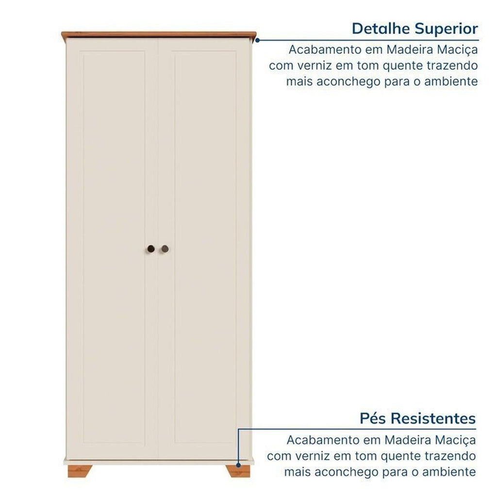 Conjunto Sala Ananda Rack e Armário Madeira Maciça Off White/Mel CabeCasa MadeiraMadeira