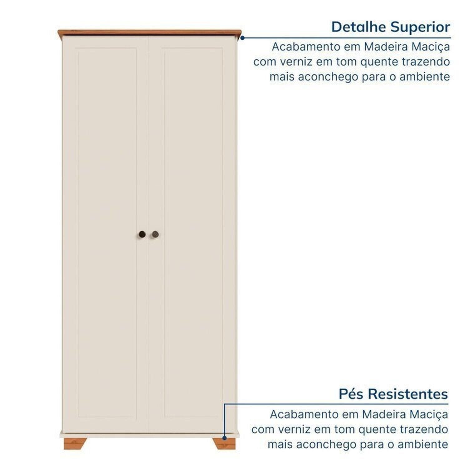 Conjunto Sala Ananda Rack e Armário Madeira Maciça Off White/Mel CabeCasa MadeiraMadeira