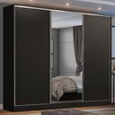 Guarda-Roupa Casal 100% MDF Madesa Zurique 3 Portas de Correr com Espelho