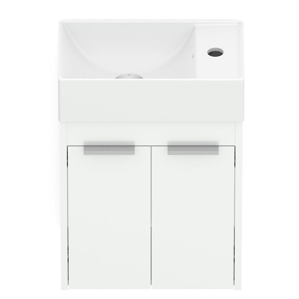 Kit Gabinete Suspenso Saveiro 2 Portas 40x22 com Lavatório Integrado Celite Branco