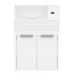 Kit Gabinete Suspenso Saveiro 2 Portas 40x22 com Lavatório Integrado Celite Branco
