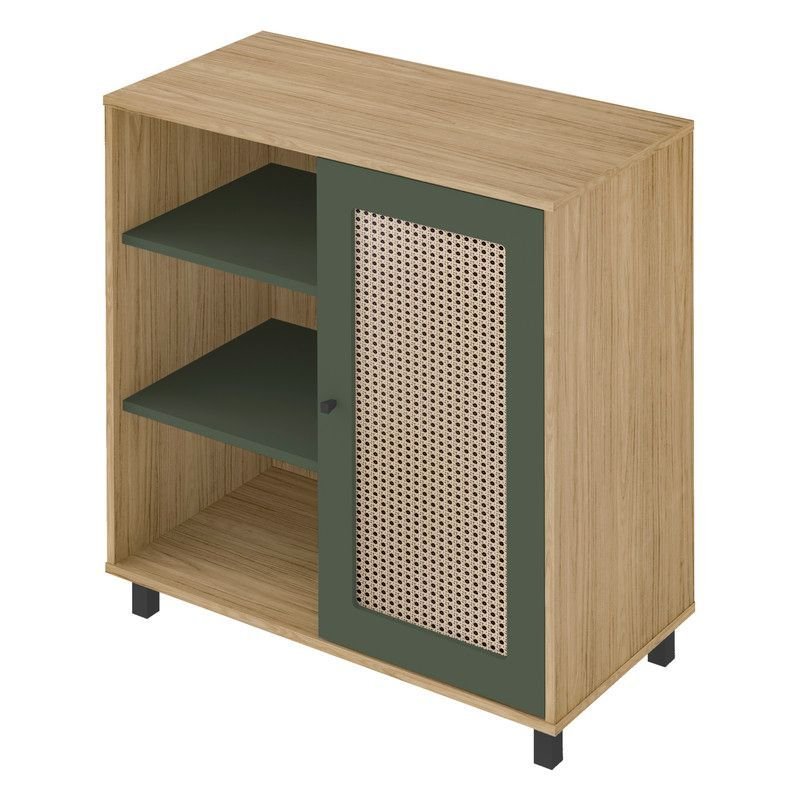 Conjunto Sala Charlotte Rack 4534 e Buffet 4535 Artely Carvalho/Menta