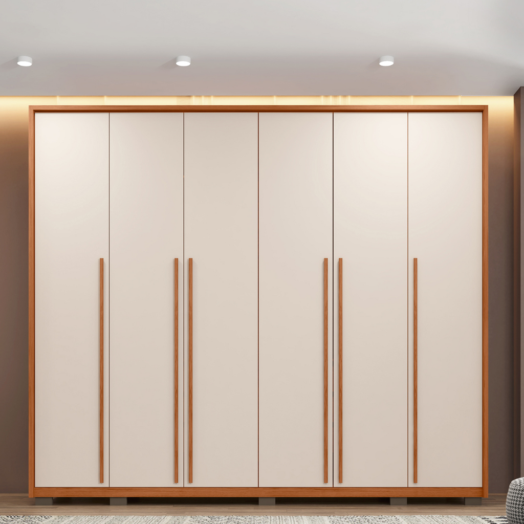 Guarda-Roupa Casal 6 Portas 6 Gavetas Suburban Gold Espresso Móveis 100% MDF Marrom/Freijo/Off White