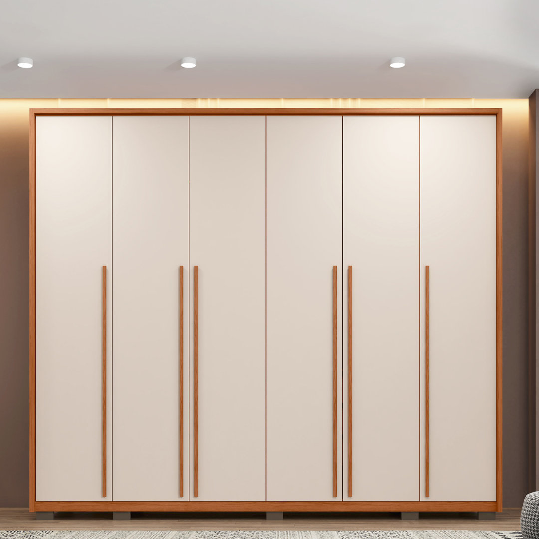 Guarda-Roupa Casal 6 Portas 6 Gavetas Suburban Gold Espresso Móveis 100% MDF Marrom/Freijo/Off White