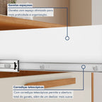 Balcão de Cozinha 5 Portas 2 Gavetas 178,4cm Lorena Kaiki Móveis Branco