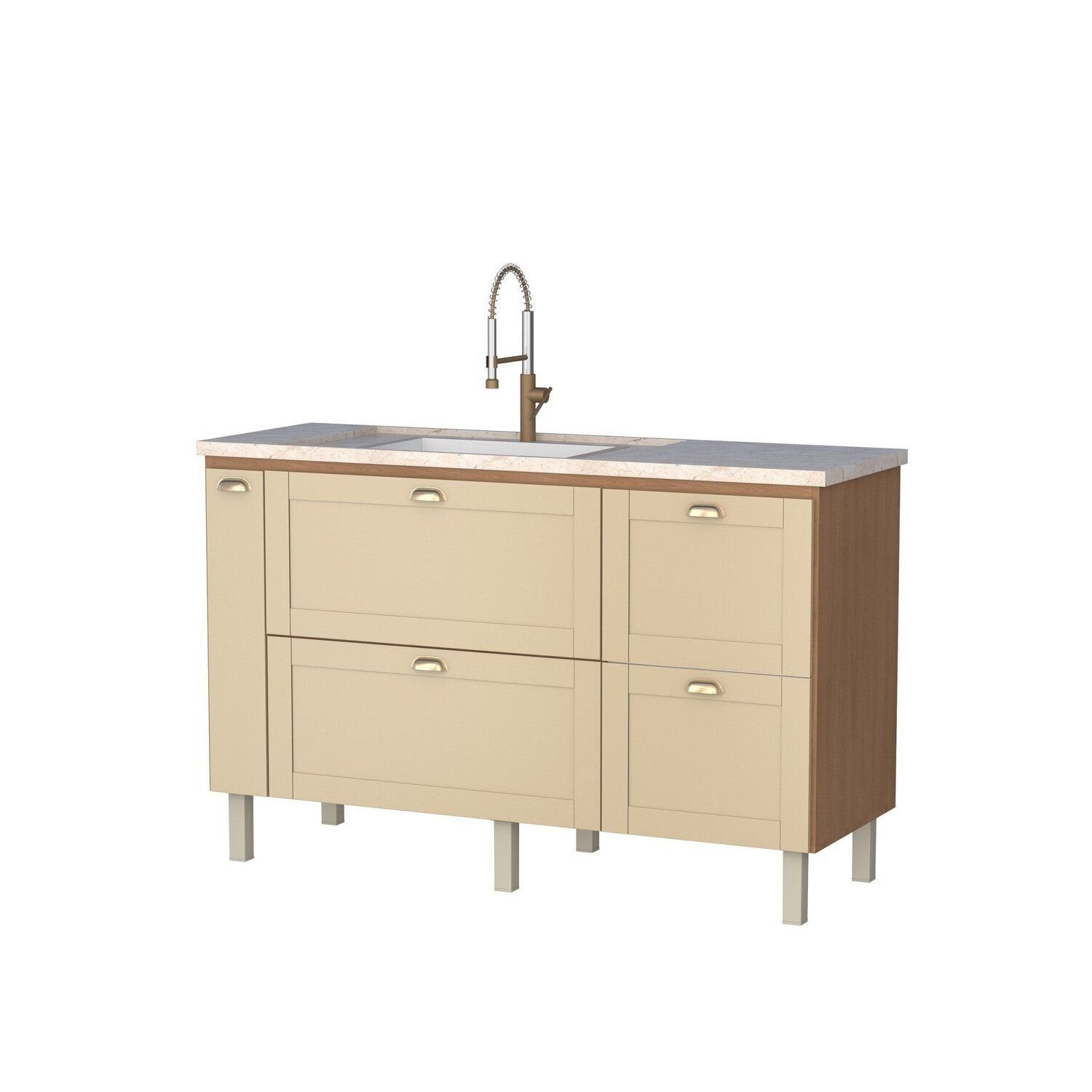 Gabinete de Cozinha para Pia 150cm Grou Cozimax Bege/Jequitibá