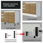 Armário de Cozinha Completa de Canto 100% MDF 447cm Branco/Rustic/Crema Smart Madesa 02