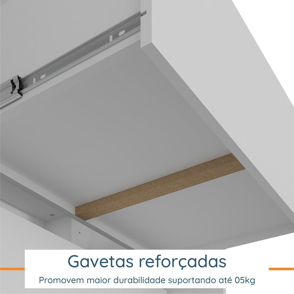 Quarto Infantil Completo Guarda-Roupa e Cômoda Sky Yescasa Branco/Olmo Italiano