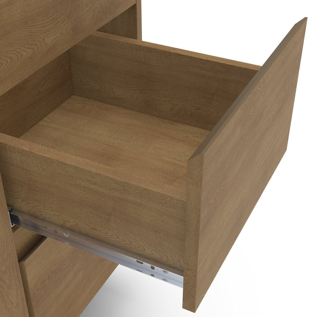 Conjunto Gabinete para Banheiro com Espelheira Travertino Politorno 80cm Marrom/Freijó/Creme