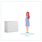 Quarto Infantil Completo Guarda-Roupa 3 Portas 4 Gavetas e Cômoda 4 Portas Eloá Branco Phoenix Baby