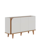 Conjunto Sala de Estar Completa Jurerê Home Maceió para TV Até 65 Polegadas Buffet e Cristaleira 4 Portas Colibri Branco Off White Matte/Freijó