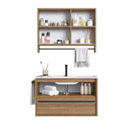 Conjunto para Banheiro Gabinete Suspenso 80cm com Cuba e Espelheira Prodecor CJ8030.20 Marrom/Mel