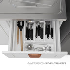 Cozinha Pérola Compacta com Rodapé 2 Peças Balcão 2 Gavetas 3 Portas Yescasa Branco
