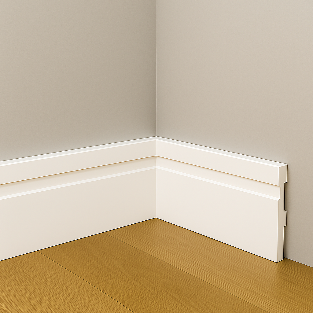 Kit 10 Barras Rodapé Poliestireno 10cm Frisado Branco 2m RM Decor