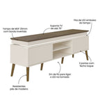 Conjunto Sala de Estar Completa Buffet Oásis e Rack Lumina Bege Off White/Cinamomo Artely