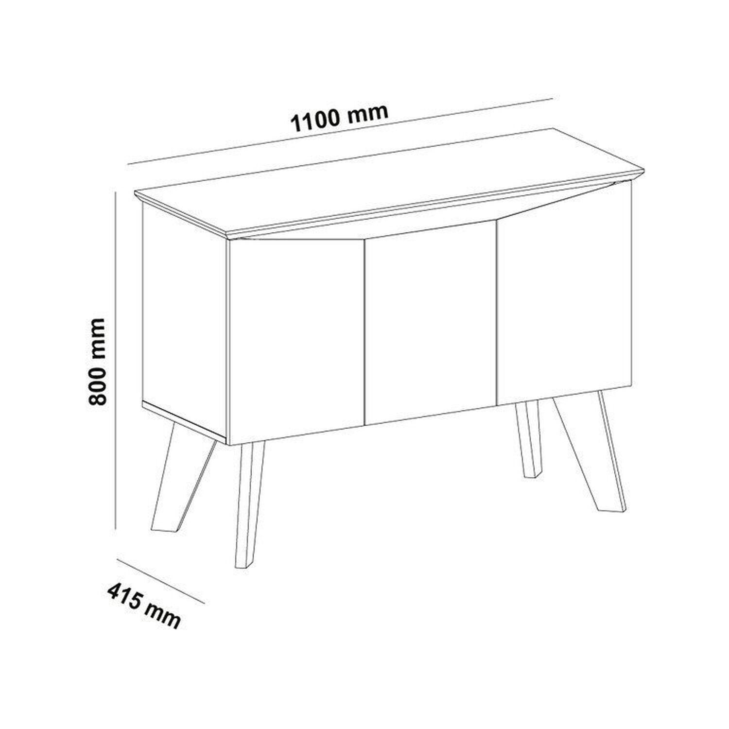 Conjunto 3 Peças Sala de Estar Mesa de Centro Lucca Buffet Oásis Rack Lumina Pinho/Off White Artely