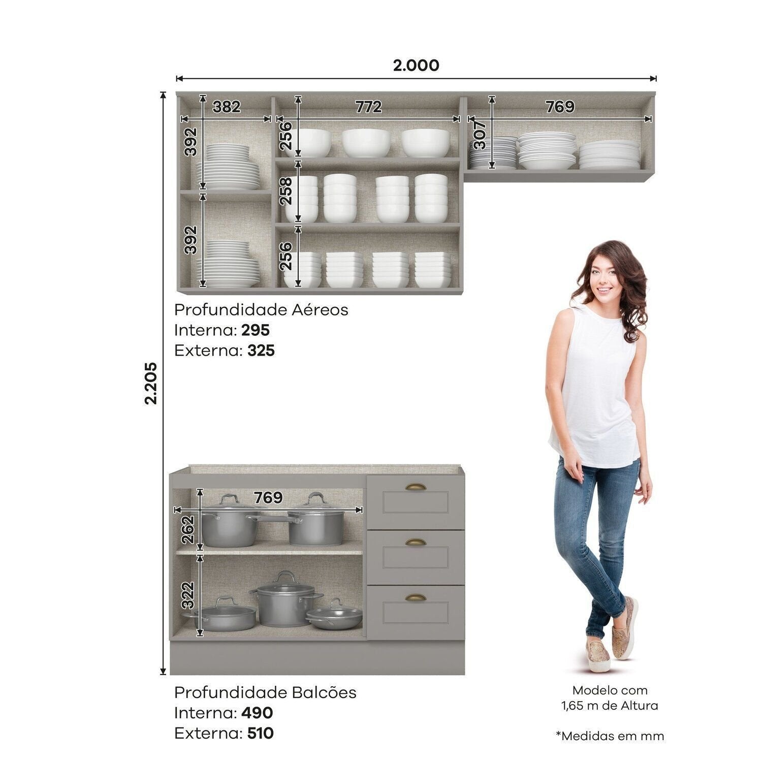 Cozinha Compacta 3 Peças 100% MDF Henn
