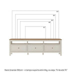 Conjunto Sala Ananda Rack e Armário Madeira Maciça Off White/Mel CabeCasa MadeiraMadeira