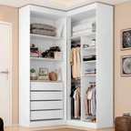 Guarda-Roupa Casal Canto 4 Portas 4 Gavetas Versatille Yescasa 100% MDP Branco