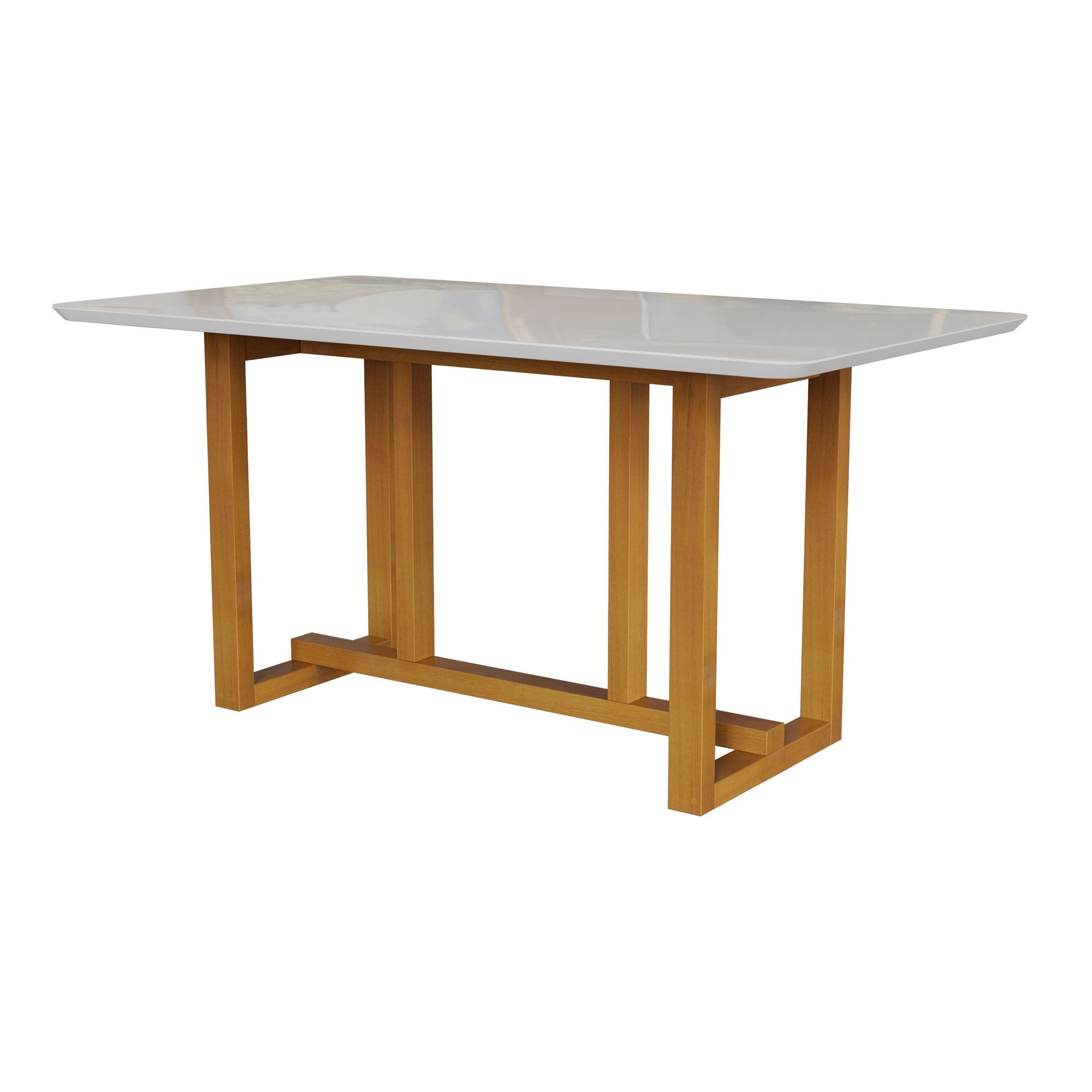 Conjunto Sala de Jantar Filadélfia 6 Cadeiras Tampo de Vidro Madeira Maciça Cerejeira/Palha Móveis Meneghetti 971508