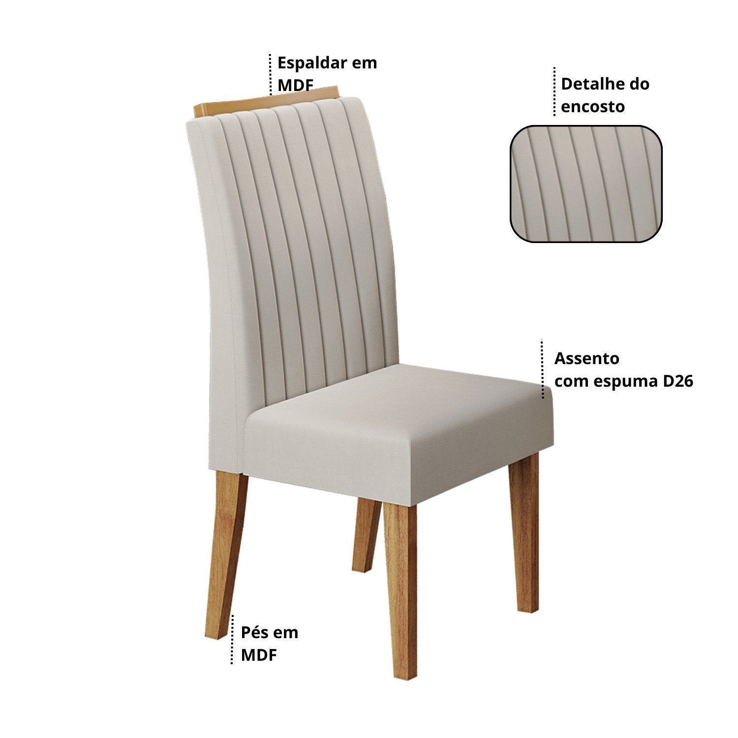Conjunto Canto Alemão Baú com Mesa Retangular 120x80cm Tampo Vidro e 2 Cadeiras Yescasa