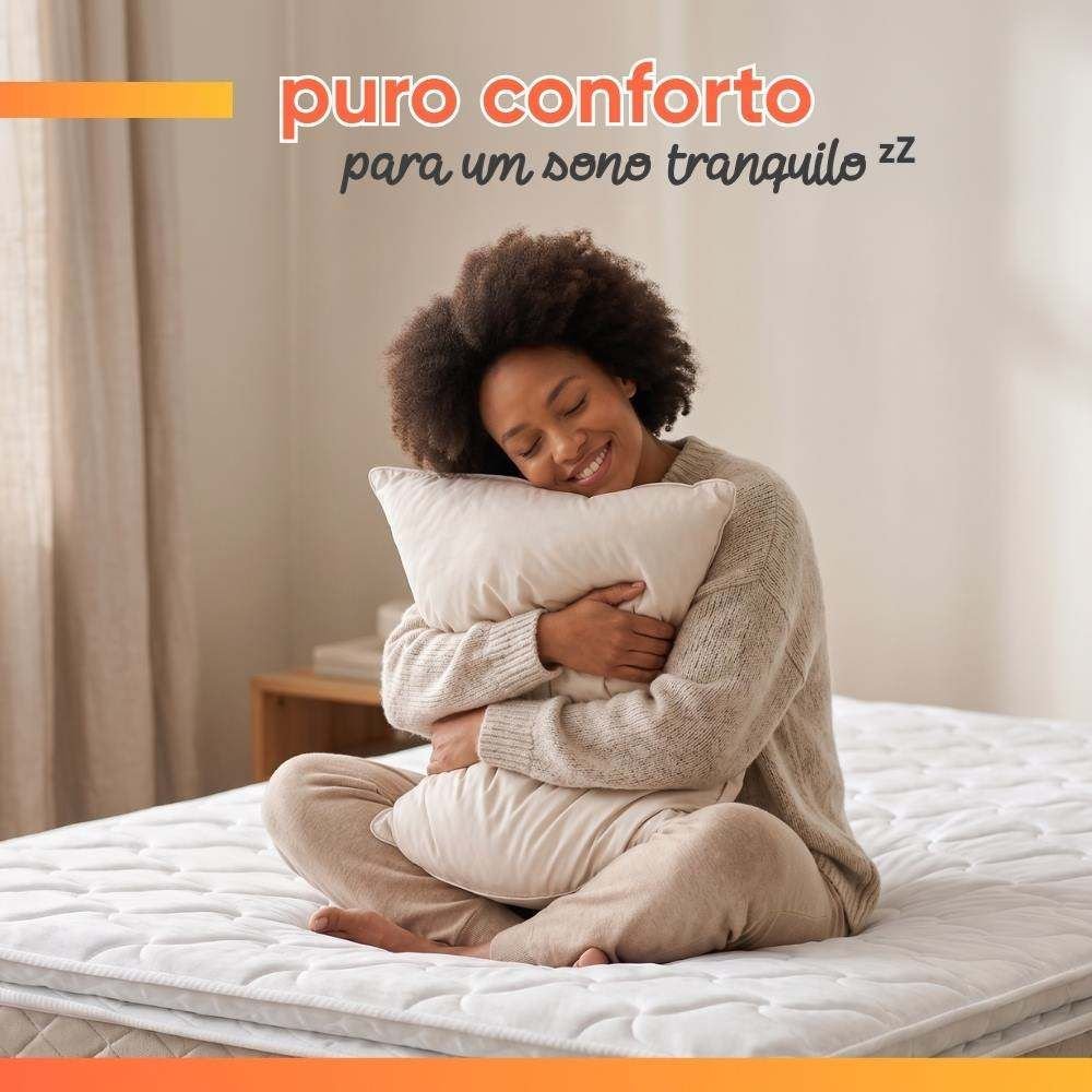 Colchão Solteiro Hellen Espuma D33 Millenium Bege/Branco 88x188x19cm c/ Pillow Top