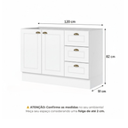 Balcão para Pia 2 Portas 3 Gavetas MDF 120cm Emily Espresso Henn Branco HP