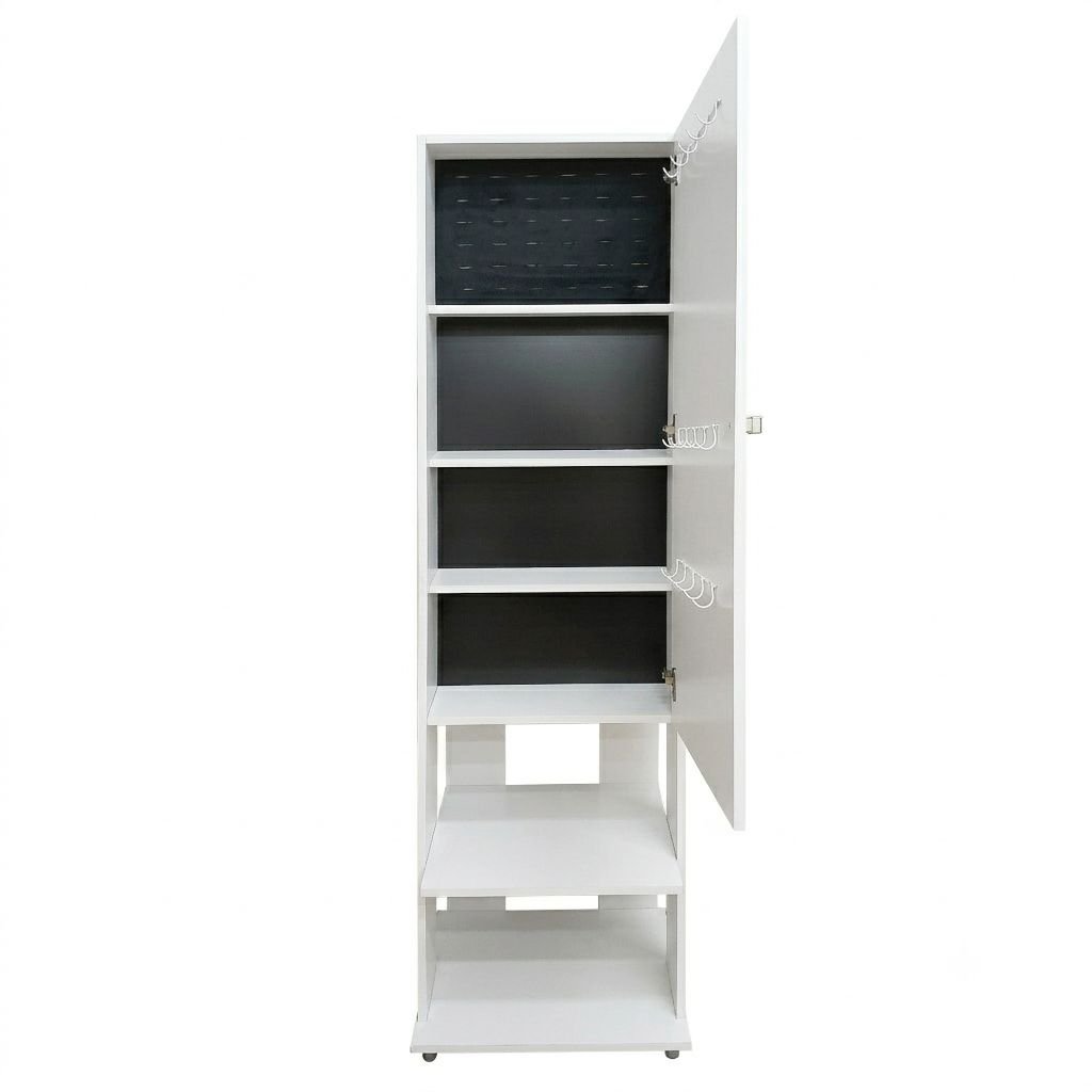 Espelho de Chão Grande Retangular 175x49cm 2 Prateleiras Porta Acessórios Retrô PE2024 Tecno Mobili Branco
