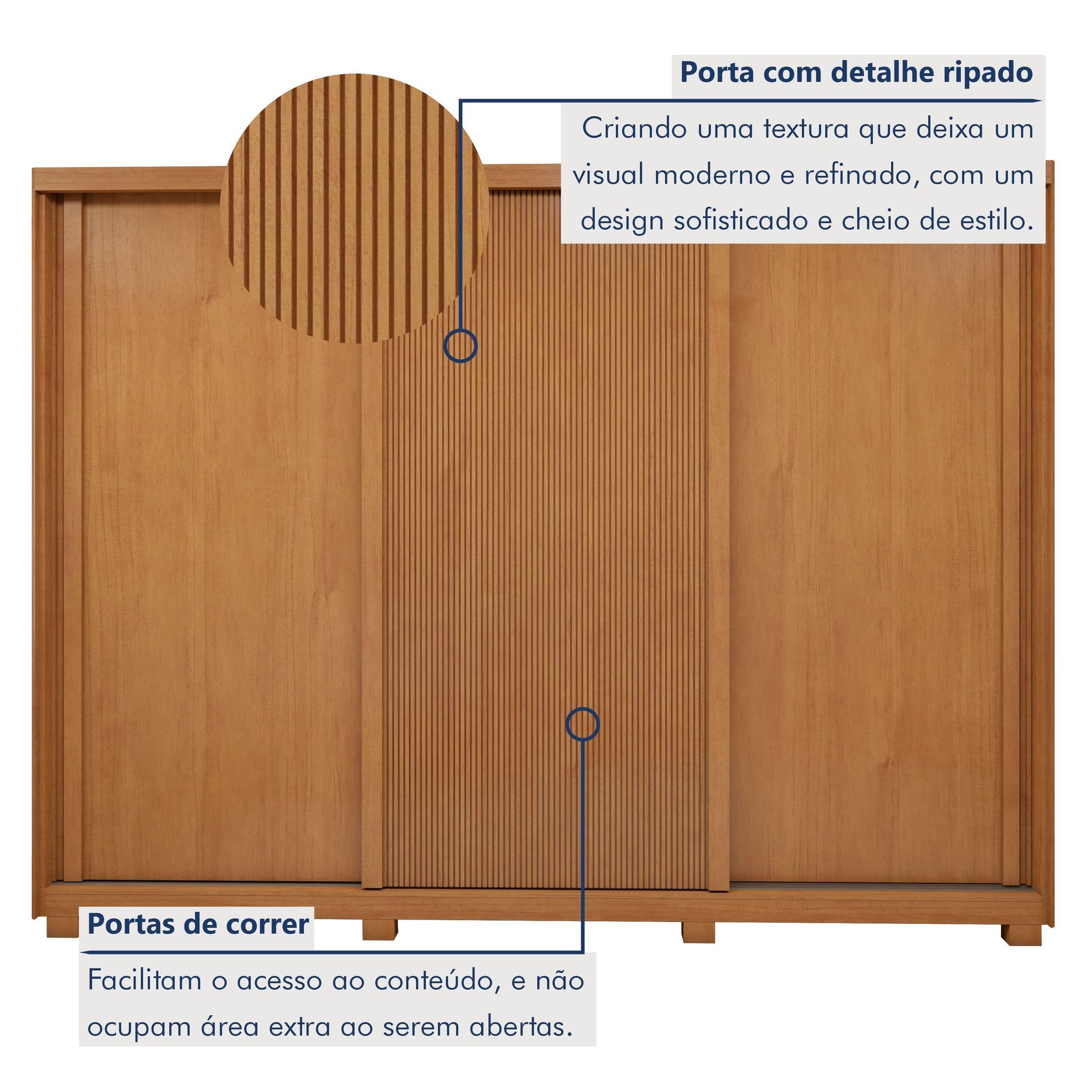 Guarda-Roupa Casal 3 Portas 6 Gavetas com Pés Ollie Yescasa 100% MDF Marrom Amêndoa Clean/Off White