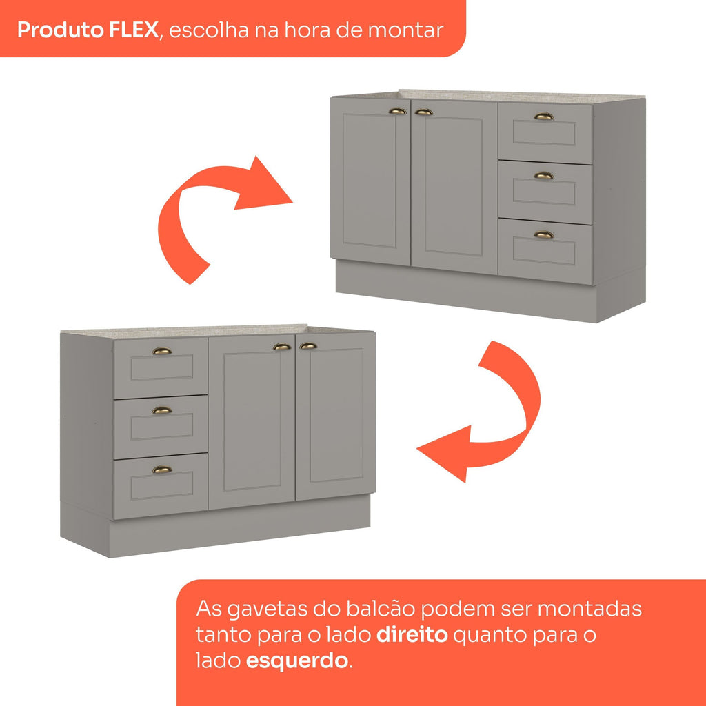 Cozinha Completa Modulada 5 Peças Emily Cinza/Nature Espresso Móveis