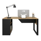 Escrivaninha Mesa Escritório 160cm Amêndoa e Preto Marrom Tecno Mobili ME4182