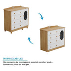 Cômoda de Bebê 120,3cm 1 Porta com Janela e 4 Gavetas Maya Provençal Yescasa Branco/Brilho/Amêndoa