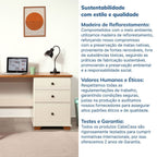 Escrivaninha Mesa Escritório Pinus Ananda 3 Gavetas 150cm CabeCasa MadeiraOriginals Off-White e Mel Marrom