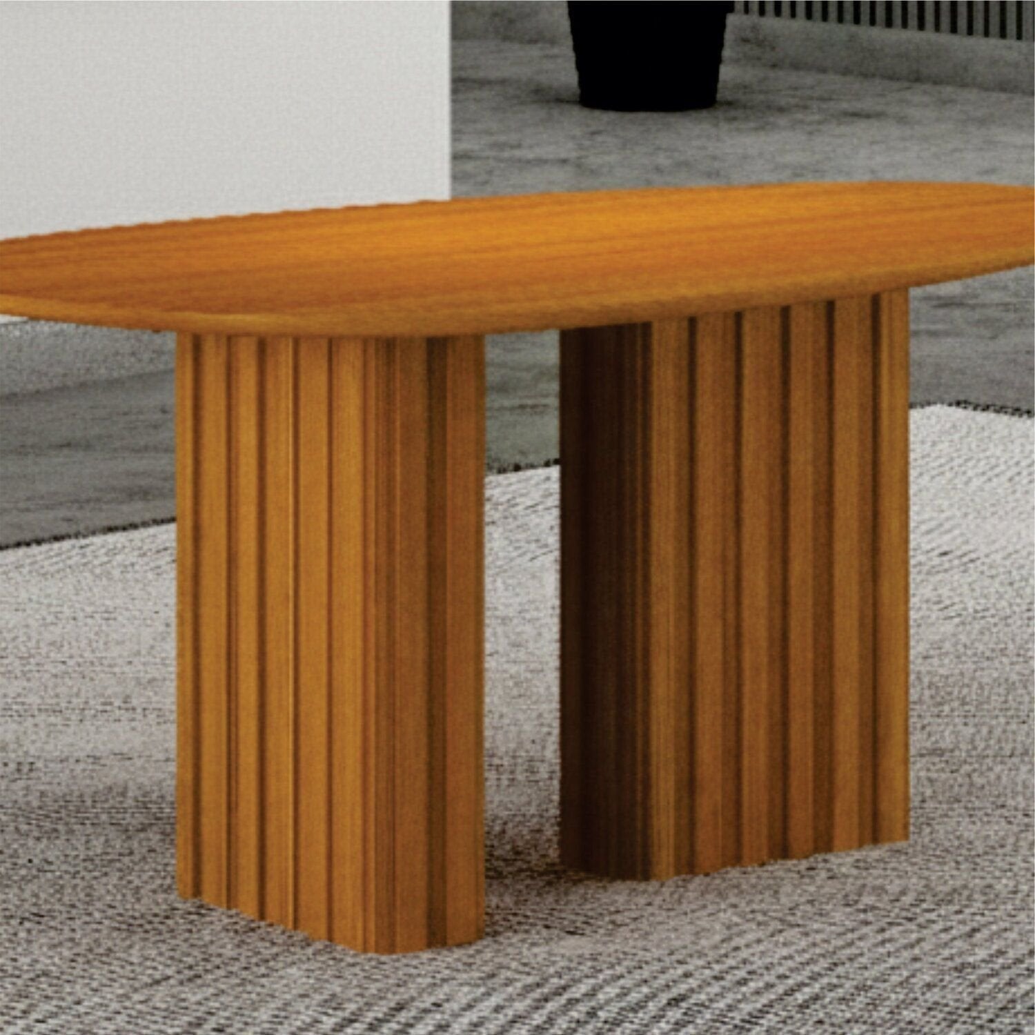 Mesa de Jantar com Tampo Orgânico MDF Isis Marrom/Freijó Leifer