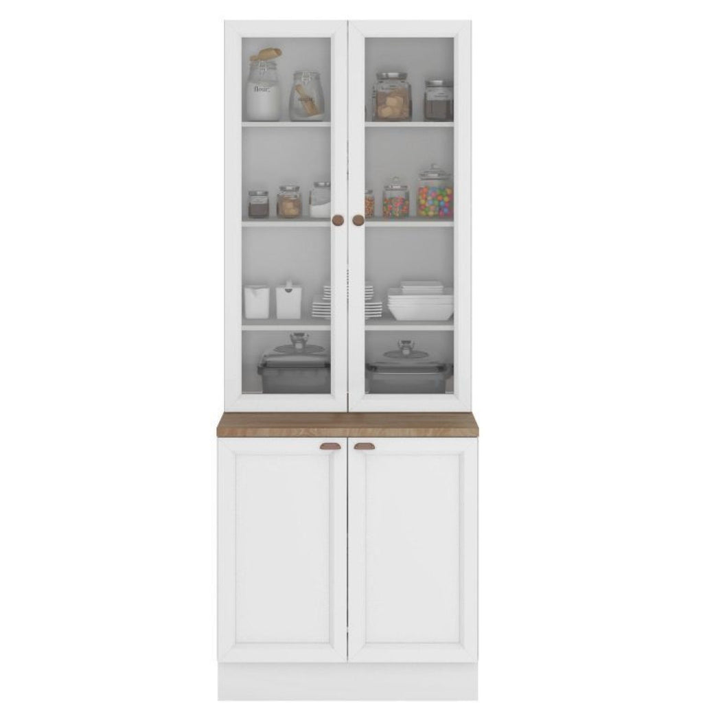 Cozinha Completa Modulada Unna Yescasa 6 Peças 15 Portas 2 Gavetas Paneleiro Nicho Branco
