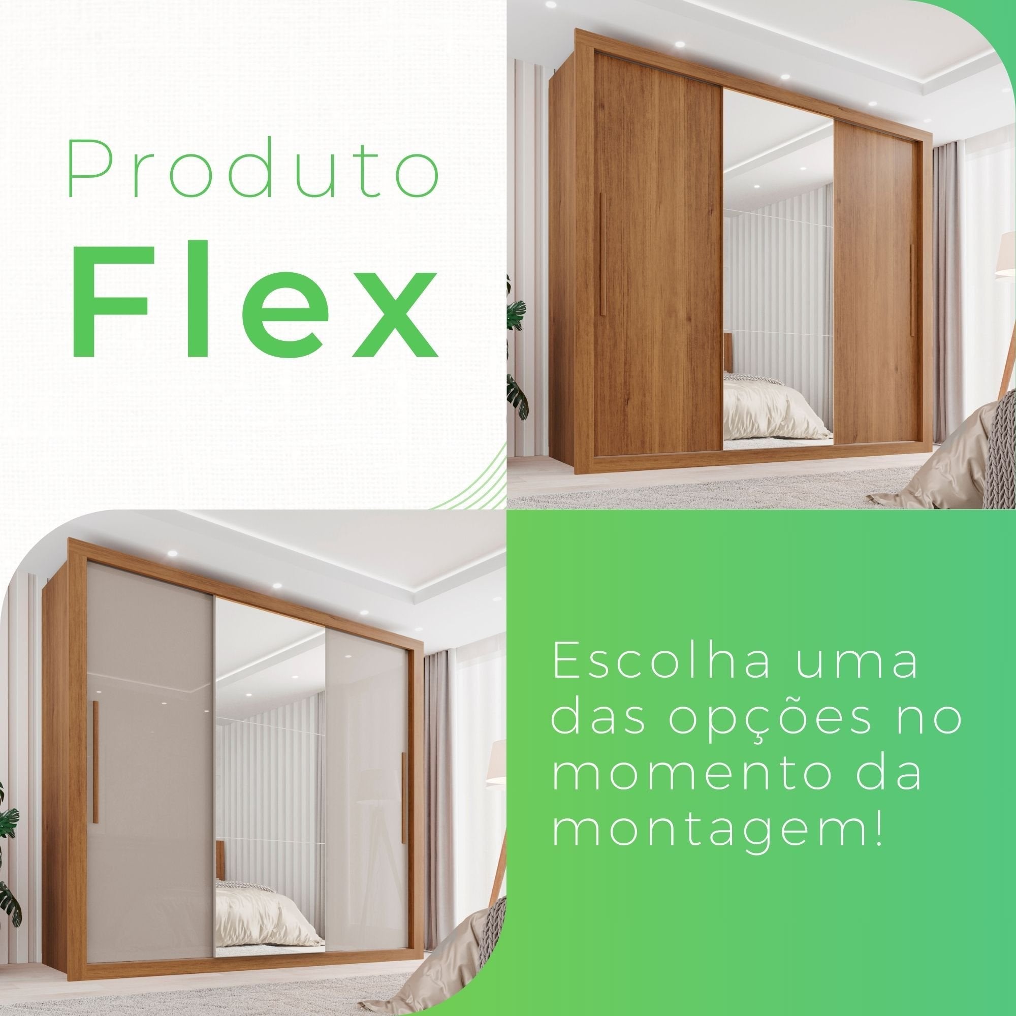 Guarda-Roupa Casal 3 Portas com Espelho 4 Gavetas Costa Rica Cinamomo Off-White Sallêto Móveis