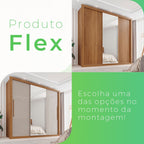 Guarda-Roupa Casal 3 Portas com Espelho 4 Gavetas Costa Rica Sallêto Móveis MDF/MDP Cinamomo/Off-White