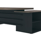 Escrivaninha Mesa Escritório Presidente Tamburato 4 Gavetas 2 Portas 258,2cm Charuto e Preto Artany