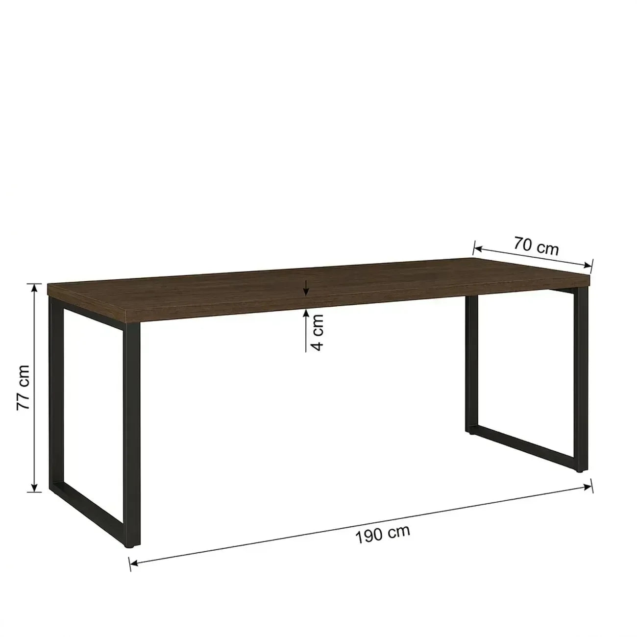 Escrivaninha Mesa Escritório Industrial Office 190cm Carvalho/Munique Kappesberg