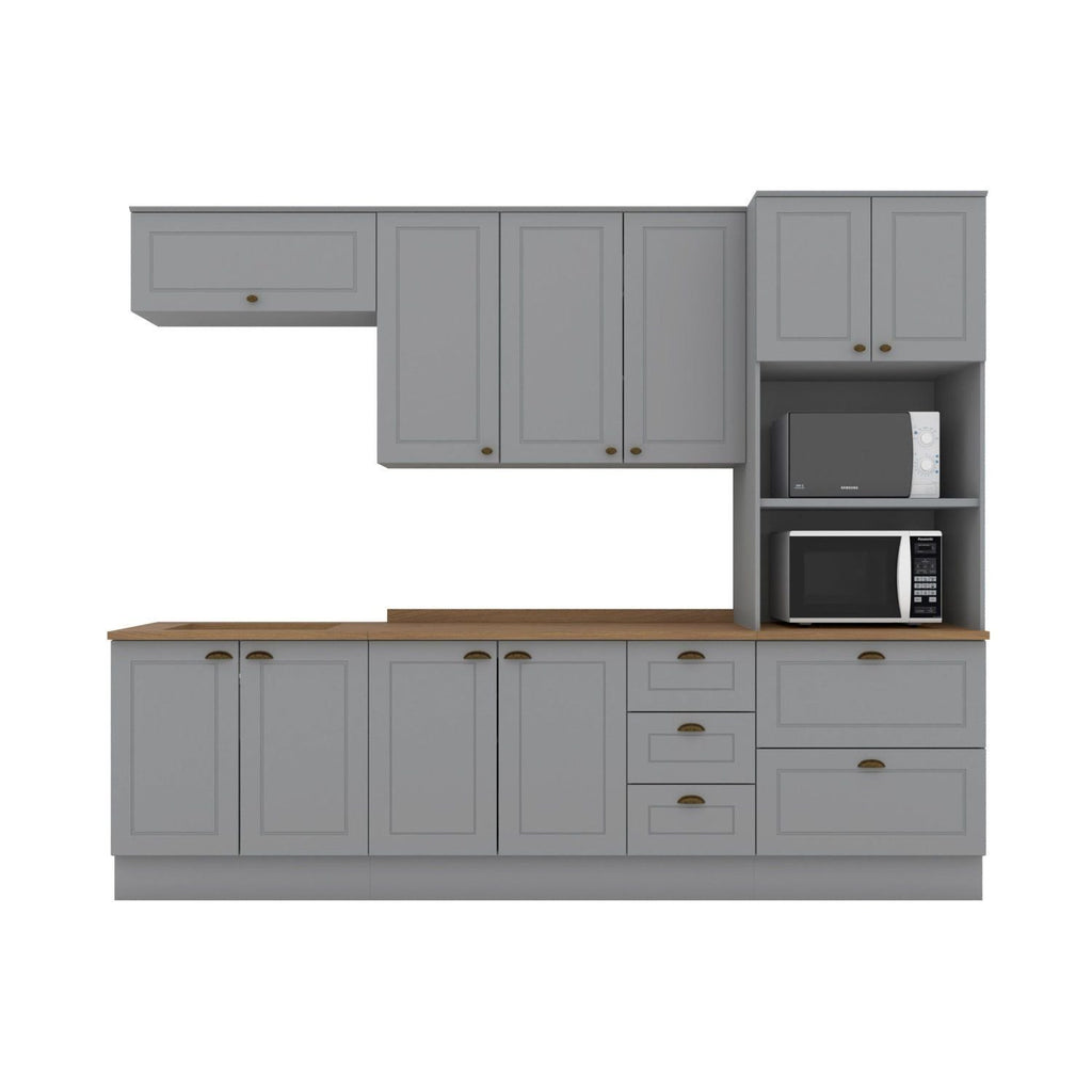 Cozinha Completa Modulada 5 Peças Emily Cinza/Nature Espresso Móveis