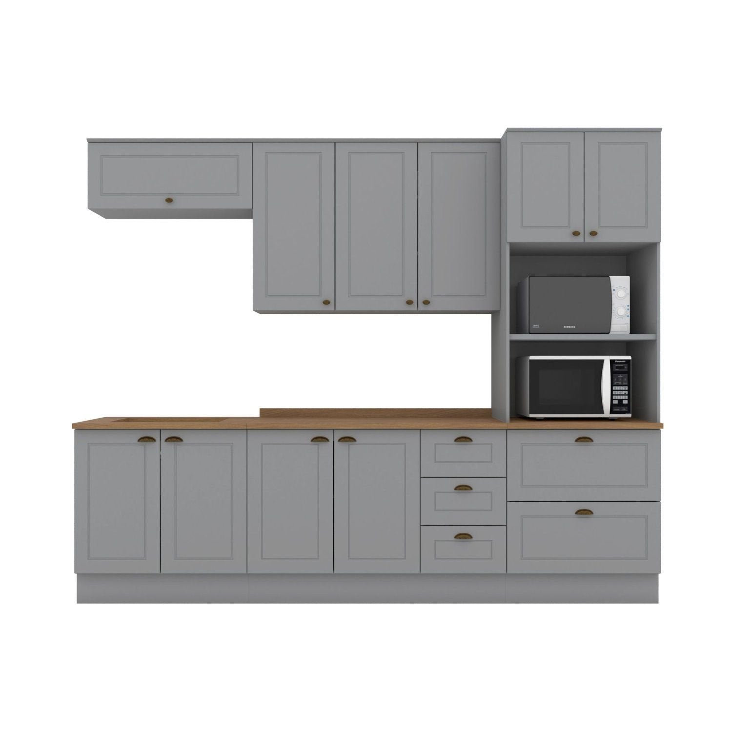 Cozinha Completa Modulada 5 Peças Emily Cinza/Nature Espresso Móveis