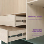 Quarto Infantil Completo Guarda-Roupa Curió Treliche Escrivaninha Estante Petit Verde/Mel Casatema