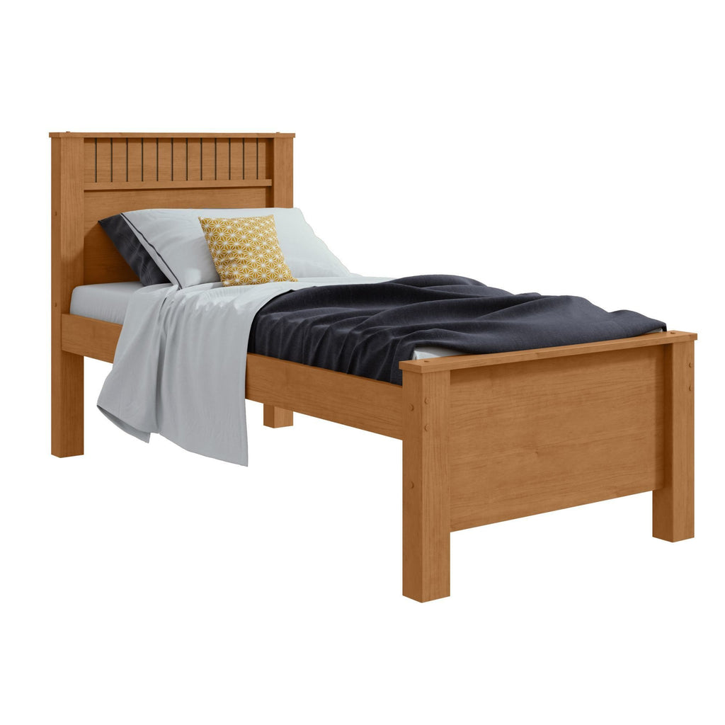 Cama Solteiro Detalhe Ripado Athenas Móveis Lopas Amêndoa Clean