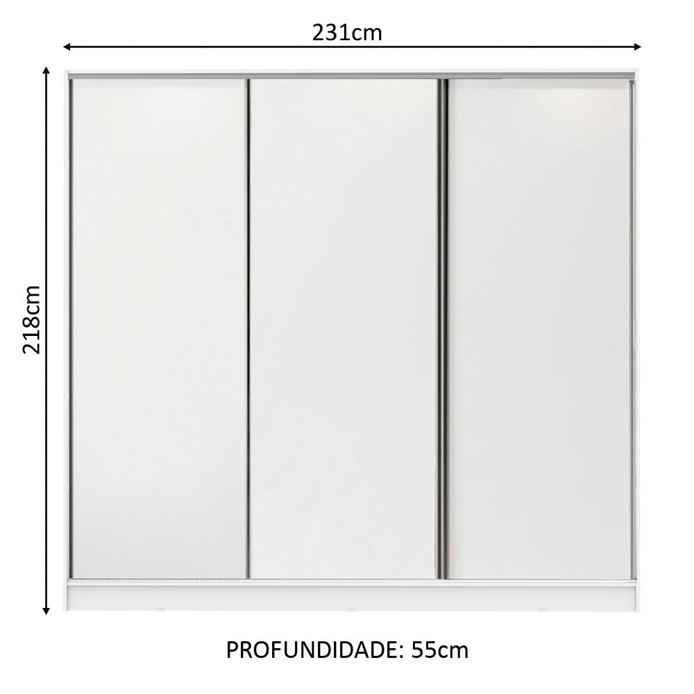 Guarda-Roupa Casal Royale 100% MDF Madesa 3 Portas de Correr 4 Gavetas 8 Prateleiras