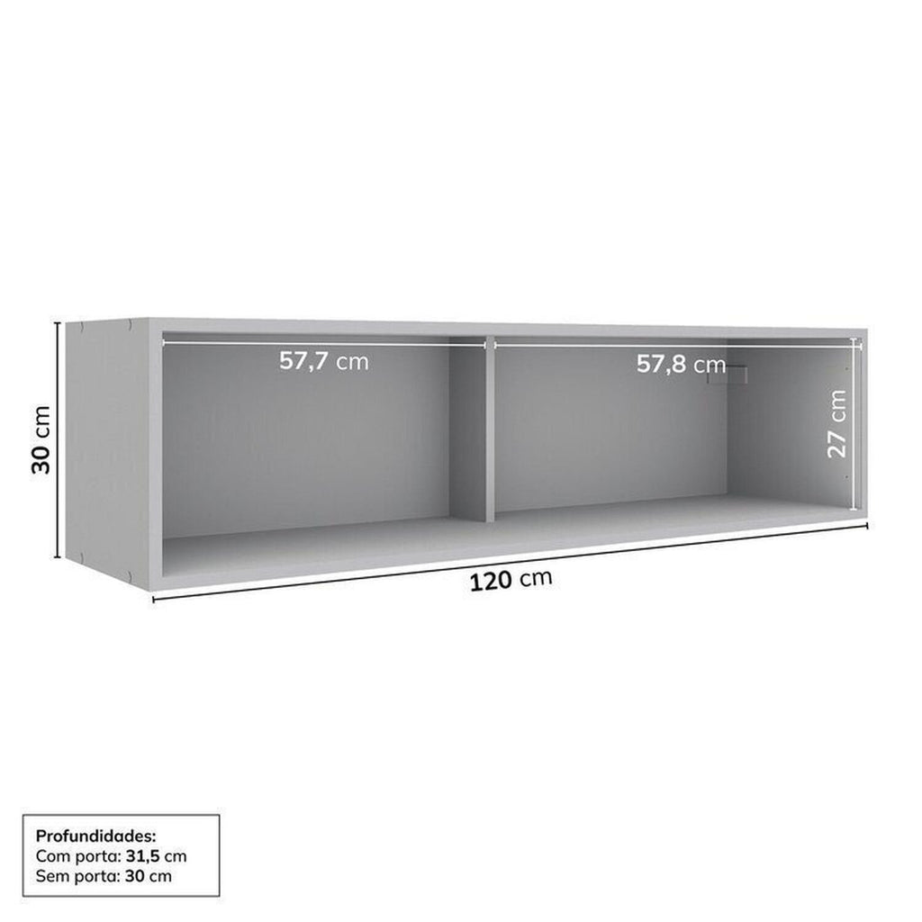 Cozinha Modulada Nara CabeCasa MadeiraOriginals 15 Peças 11 Aéreos 3 Balcões 1 Cristaleira Cinza