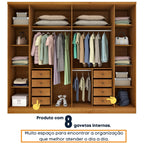 Guarda-Roupa Casal 6 Portas 8 Gavetas Portugal Yescasa 100% MDP/MDF Marrom/Cinamomo/Off White