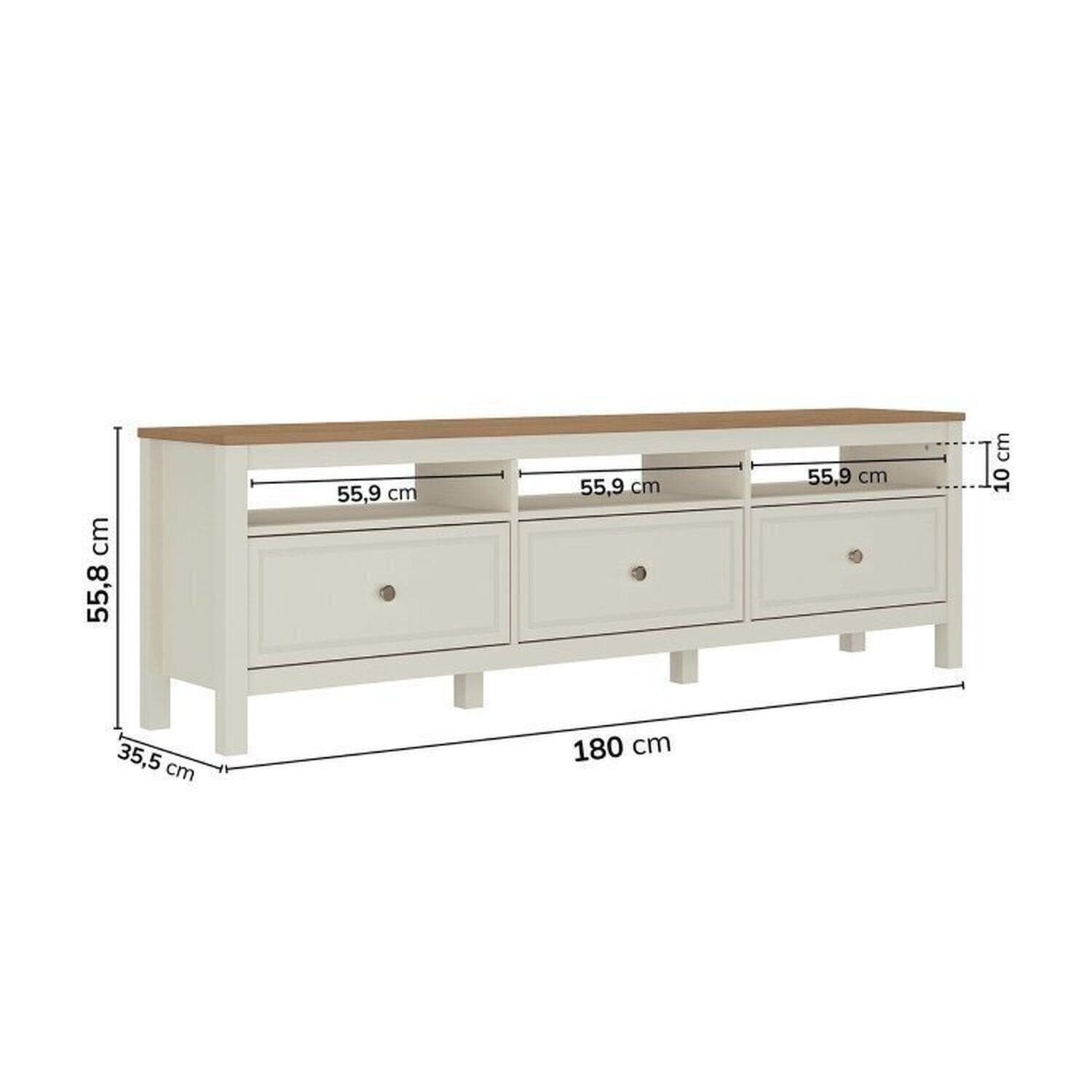 Conjunto Sala de Estar 2 Peças com Rack e Estante Ananda CabeCasa MadeiraOriginals Branco Off White/Mel